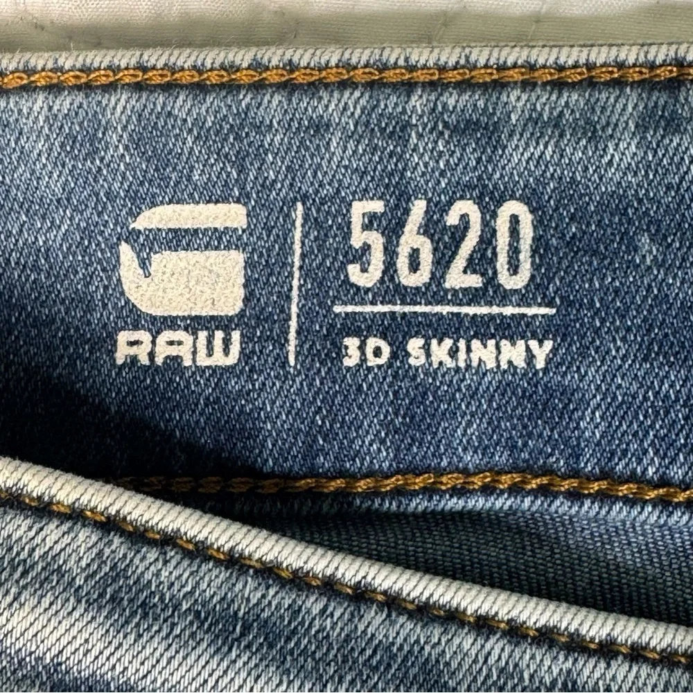 G Star Raw 5620 3D Super Slim Zip Knee Light Wash Faded Blue Jeans W33 L30